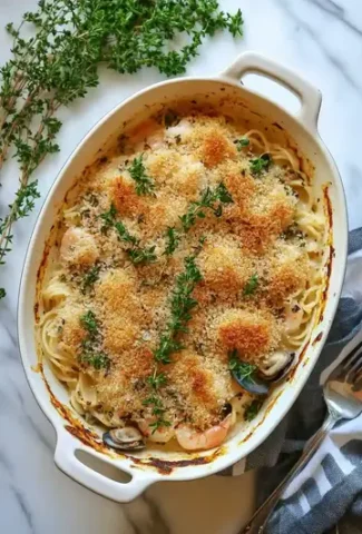 Creamy Seafood Spaghetti Casserole
