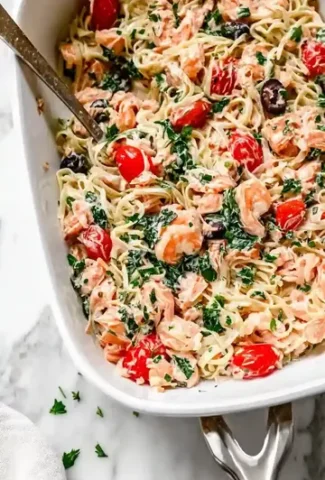 Easy Creamy Salmon Pasta Bake