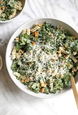 Fresh Kale Caesar Pasta Salad