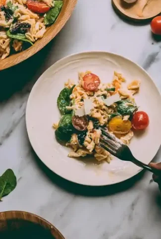 Warm Roasted Tomato Pasta Salad