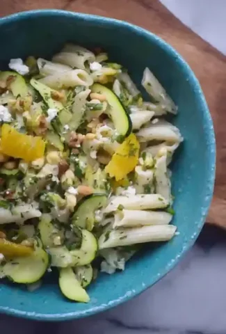 Zucchini Pasta Salad with Feta and Lemon
