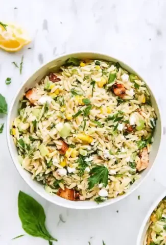 Bright Lemony Chicken Orzo Salad