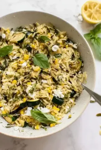 Grilled Zucchini Corn Orzo Salad