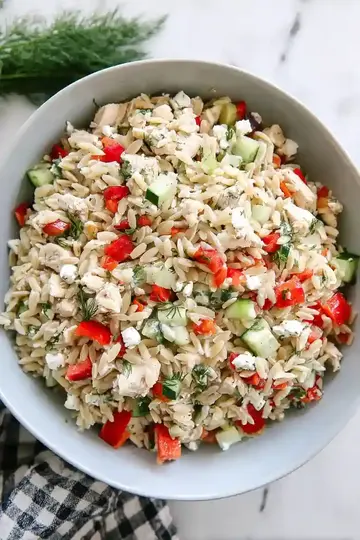 Lemon Orzo Salad with Chicken
