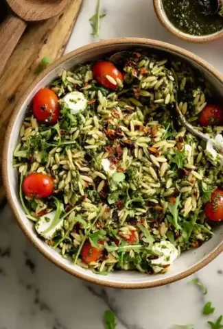 Refreshing Orzo Pesto Salad